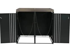 2er-Mülltonnenverkleidung Mit Pflanzkasten HxBxT 125x132x84 cm Anthrazit Holzoptik Hell Mülltonne 55kg*PROREGAL Online