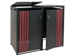 2er-Mülltonnenverkleidung Mit Deckel HxBxT 122x132x84 cm Anthrazit Holzoptik Dunkel Mülltonne 53kg*PROREGAL Outlet