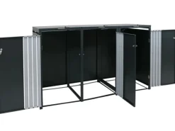 PROREGAL Weitere Ordnungssysteme Für Den Garten|3er-Mülltonnenverkleidung Mit Deckel HxBxT 122x200x84 cm Anthrazit Edelstahl Mülltonne 83kg