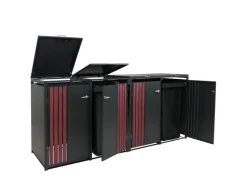 4er-Mülltonnenverkleidung Mit Deckel HxBxT 122x250x84 cm Anthrazit Holzoptik Dunkel Mülltonne 104kg*PROREGAL Sale