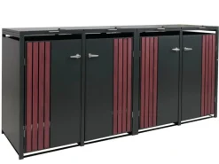 4er-Mülltonnenverkleidung Mit Deckel HxBxT 122x250x84 cm Anthrazit Holzoptik Dunkel Mülltonne 104kg*PROREGAL Sale