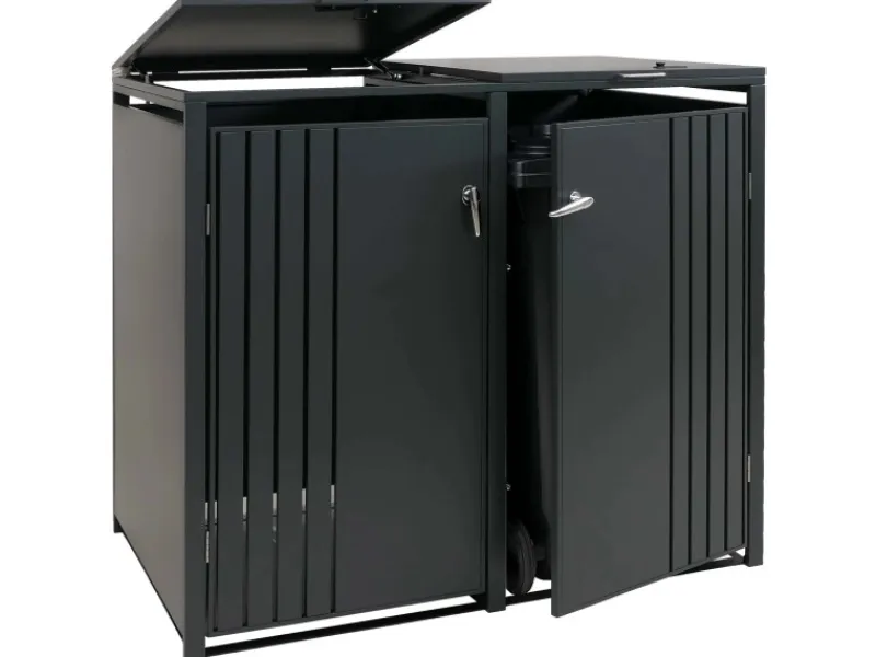 PROREGAL Weitere Ordnungssysteme Für Den Garten|2er-Mülltonnenverkleidung Mit Deckel HxBxT 122x132x84 cm Anthrazit Mülltonne 53kg