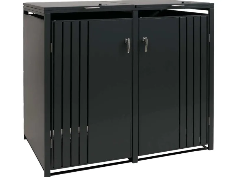 PROREGAL Weitere Ordnungssysteme Für Den Garten|2er-Mülltonnenverkleidung Mit Deckel HxBxT 122x132x84 cm Anthrazit Mülltonne 53kg