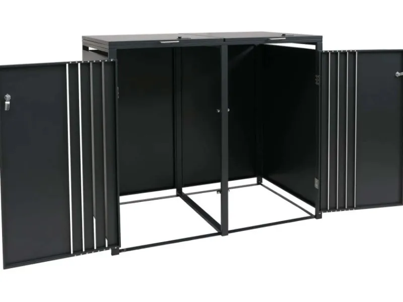 PROREGAL Weitere Ordnungssysteme Für Den Garten|2er-Mülltonnenverkleidung Mit Deckel HxBxT 122x132x84 cm Anthrazit Mülltonne 53kg