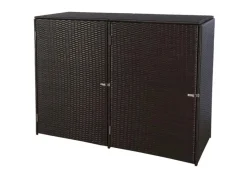 2er-Mülltonnenverkleidung HxBxT 176x130x131 cm Poly-Rattan 2x120L Mülltonnenbox Mülltonnenabdeckung*PROREGAL Clearance