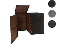 2er-Mülltonnenverkleidung HxBxT 176x130x131 cm Poly-Rattan 2x120L Mülltonnenbox Mülltonnenabdeckung*PROREGAL Clearance