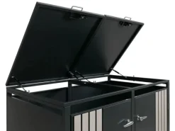 2er-Mülltonnenverkleidung Mit Deckel HxBxT 122x132x84 cm Anthrazit Holzoptik Hell Mülltonne 53kg*PROREGAL Clearance