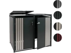 2er-Mülltonnenverkleidung Mit Deckel HxBxT 122x132x84 cm Anthrazit Holzoptik Hell Mülltonne 53kg*PROREGAL Clearance