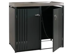 PROREGAL Weitere Ordnungssysteme Für Den Garten|2er-Mülltonnenverkleidung Mit Pflanzkasten HxBxT 125x132x84 cm Anthrazit Mülltonne 55kg