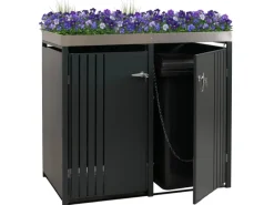 PROREGAL Weitere Ordnungssysteme Für Den Garten|2er-Mülltonnenverkleidung Mit Pflanzkasten HxBxT 125x132x84 cm Anthrazit Mülltonne 55kg