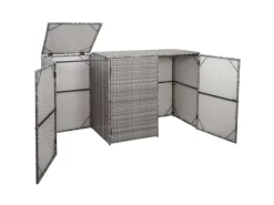 3er-Mülltonnenverkleidung HxBxT 110x195x66 cm Poly-Rattan 3x120L Mülltonnenbox Mülltonnenabdeckung*PROREGAL Sale