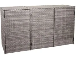 3er-Mülltonnenverkleidung HxBxT 110x195x66 cm Poly-Rattan 3x120L Mülltonnenbox Mülltonnenabdeckung*PROREGAL Sale
