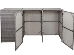 3er-Mülltonnenverkleidung HxBxT 110x195x66 cm Poly-Rattan 3x120L Mülltonnenbox Mülltonnenabdeckung*PROREGAL Sale