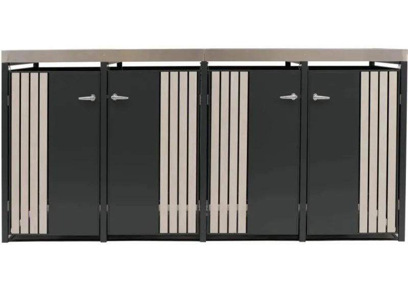 4er-Mülltonnenverkleidung Mit Pflanzkasten HxBxT 125x260x84 cm Anthrazit Holzoptik Hell Mülltonne 95kg*PROREGAL Clearance