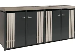 4er-Mülltonnenverkleidung Mit Pflanzkasten HxBxT 125x260x84 cm Anthrazit Holzoptik Hell Mülltonne 95kg*PROREGAL Clearance