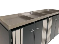 4er-Mülltonnenverkleidung Mit Pflanzkasten HxBxT 125x260x84 cm Anthrazit Holzoptik Hell Mülltonne 95kg*PROREGAL Clearance