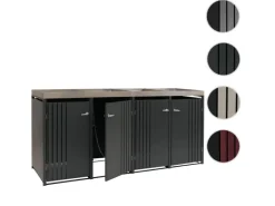 4er-Mülltonnenverkleidung Mit Pflanzkasten HxBxT 125x260x84 cm Anthrazit Holzoptik Hell Mülltonne 95kg*PROREGAL Clearance