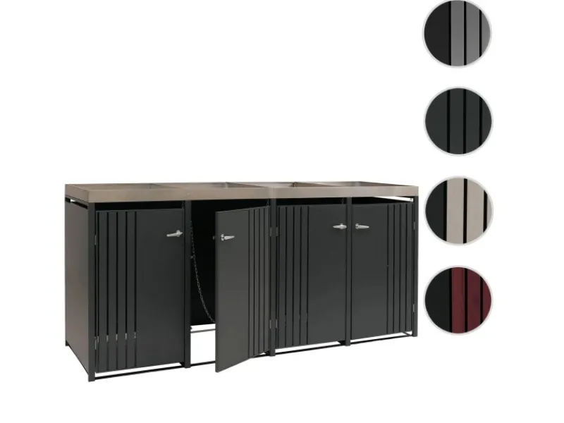 4er-Mülltonnenverkleidung Mit Pflanzkasten HxBxT 125x260x84 cm Anthrazit Holzoptik Hell Mülltonne 95kg*PROREGAL Clearance