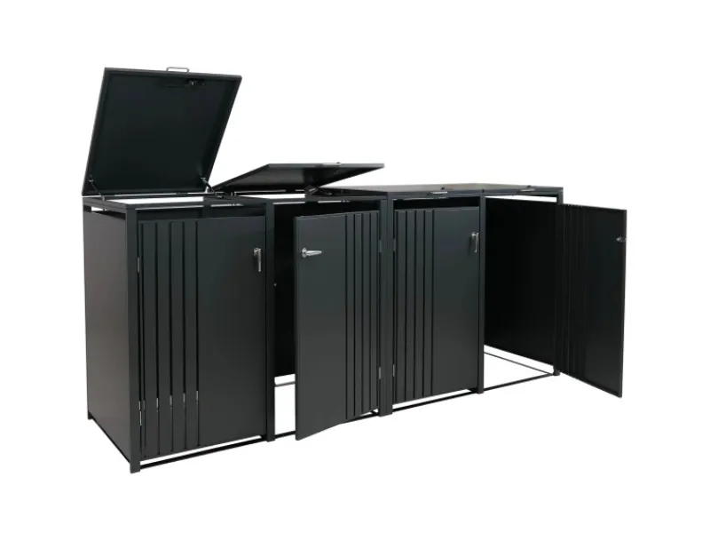 PROREGAL Weitere Ordnungssysteme Für Den Garten|4er-Mülltonnenverkleidung Mit Deckel HxBxT 122x250x84 cm Anthrazit Mülltonne 104kg