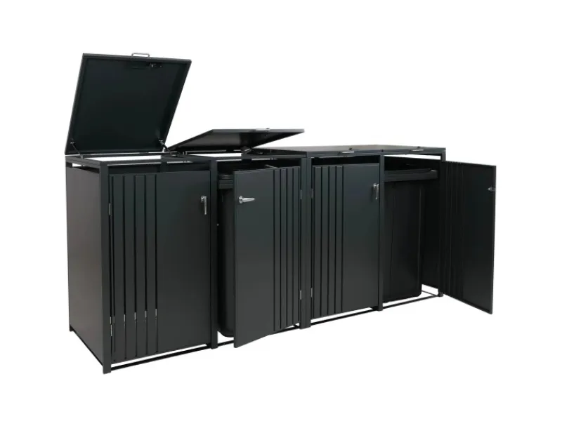 PROREGAL Weitere Ordnungssysteme Für Den Garten|4er-Mülltonnenverkleidung Mit Deckel HxBxT 122x250x84 cm Anthrazit Mülltonne 104kg