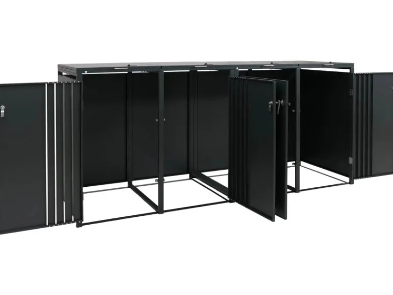 PROREGAL Weitere Ordnungssysteme Für Den Garten|4er-Mülltonnenverkleidung Mit Deckel HxBxT 122x250x84 cm Anthrazit Mülltonne 104kg