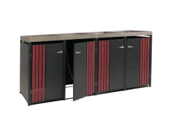 4er-Mülltonnenverkleidung Mit Pflanzkasten HxBxT 125x260x84 cm Anthrazit Holzoptik Dunkel Mülltonne 95kg*PROREGAL Discount