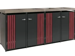 4er-Mülltonnenverkleidung Mit Pflanzkasten HxBxT 125x260x84 cm Anthrazit Holzoptik Dunkel Mülltonne 95kg*PROREGAL Discount