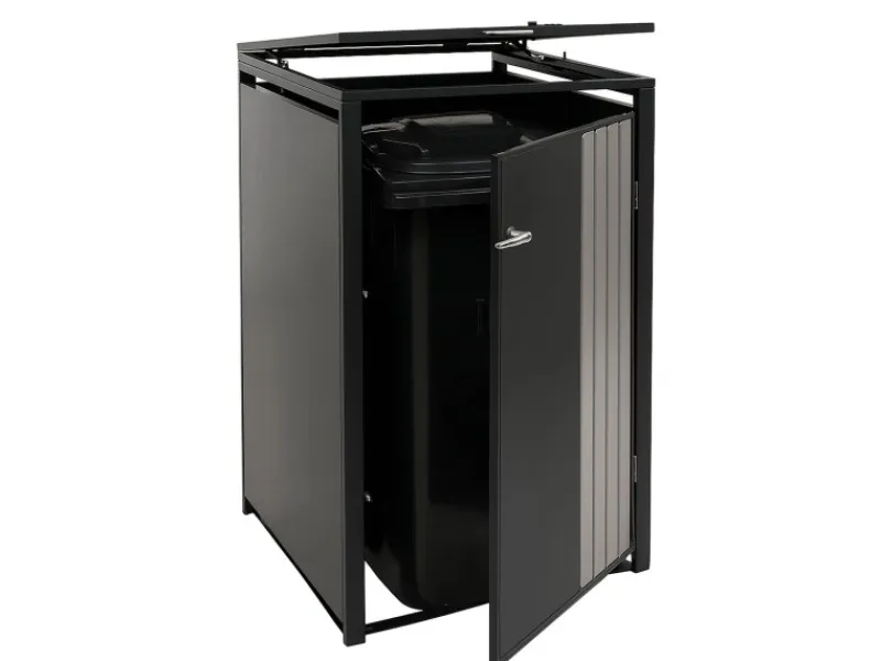 PROREGAL Weitere Ordnungssysteme Für Den Garten|1er-Mülltonnenverkleidung Mit Deckel HxBxT 122x68x84 cm Anthrazit Edelstahl Mülltonne 35kg