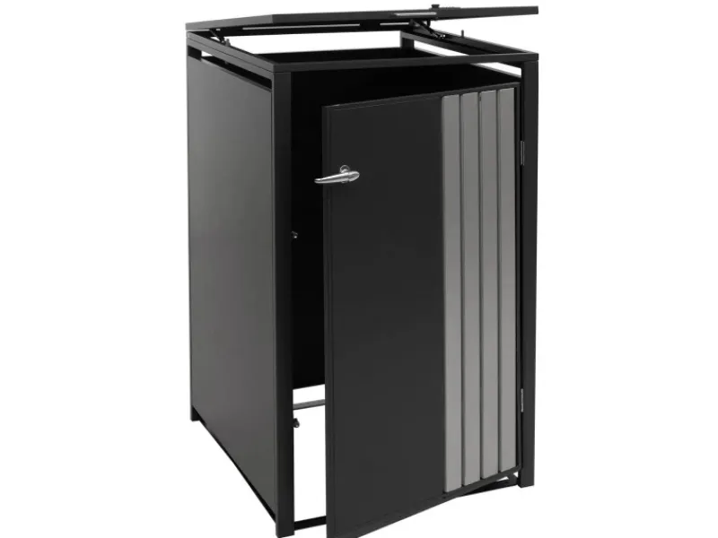 PROREGAL Weitere Ordnungssysteme Für Den Garten|1er-Mülltonnenverkleidung Mit Deckel HxBxT 122x68x84 cm Anthrazit Edelstahl Mülltonne 35kg