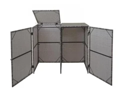 PROREGAL Weitere Ordnungssysteme Für Den Garten|2er-Mülltonnenverkleidung HxBxT 176x130x131 cm Poly-Rattan 2x120L Mülltonnenbox Mülltonnenabdeckung