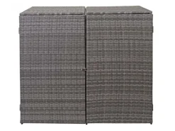 PROREGAL Weitere Ordnungssysteme Für Den Garten|2er-Mülltonnenverkleidung HxBxT 176x130x131 cm Poly-Rattan 2x120L Mülltonnenbox Mülltonnenabdeckung