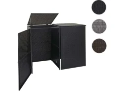 PROREGAL Weitere Ordnungssysteme Für Den Garten|2er-Mülltonnenverkleidung HxBxT 176x130x131 cm Poly-Rattan 2x120L Mülltonnenbox Mülltonnenabdeckung