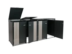 PROREGAL Weitere Ordnungssysteme Für Den Garten|4er-Mülltonnenverkleidung Mit Deckel HxBxT 122x250x84 cm Anthrazit Holzoptik Hell Mülltonne 104kg