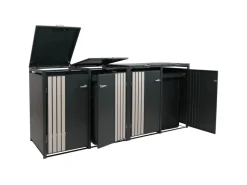 PROREGAL Weitere Ordnungssysteme Für Den Garten|4er-Mülltonnenverkleidung Mit Deckel HxBxT 122x250x84 cm Anthrazit Holzoptik Hell Mülltonne 104kg