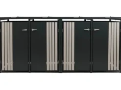 PROREGAL Weitere Ordnungssysteme Für Den Garten|4er-Mülltonnenverkleidung Mit Deckel HxBxT 122x250x84 cm Anthrazit Holzoptik Hell Mülltonne 104kg