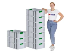 PROREGAL Sportgeräte|Eurobox Nextgen Color HxBxT 22 x 40 x 60 cm 44 Liter Griffe Grün Geschlossen Verstärkter Boden Eurobehälter Transportbox