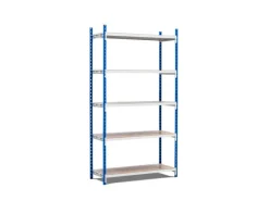 PROREGAL Sportgeräte|Fachbodenregal Maximus Pro HxBxT 300 x 125 x 50 cm 5 Ebenen Spanplatten-Fachboden Fachlast 248 kg Lichtblau-Lichtgrau