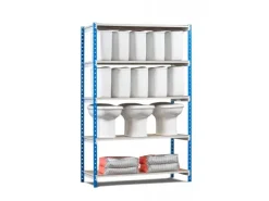 Fachbodenregal Maximus HxBxT 260 x 125 x 34 cm 5 Ebenen Metallplatten-Fachboden Fachlast 114 kg Lichtblau-Lichtgrau*PROREGAL Hot