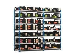 PROREGAL Sportgeräte|Fachbodenregal Maximus HxBxT 240 x 125 x 40 cm 7 Ebenen Spanplatten-Fachboden Fachlast 114 kg Lichtblau-Lichtgrau