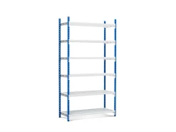 Fachbodenregal Maximus Pro HxBxT 280 x 100 x 80 cm 7 Ebenen Offener Fachboden Fachlast 303 kg Lichtblau-Lichtgrau*PROREGAL New