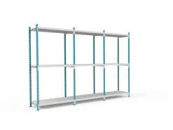 PROREGAL Sportgeräte|Fachbodenregal Maximus Pro HxBxT 240 x 100 x 50 cm 3 Ebenen Metallplatten-Fachboden Fachlast 286 kg Lichtblau-Lichtgrau