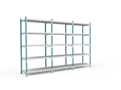 PROREGAL Sportgeräte|Fachbodenregal Maximus HxBxT200 x 100 x 80 cm 5 Ebenen PVC-Fachboden Fachlast 198 kg Lichtblau-Lichtgrau