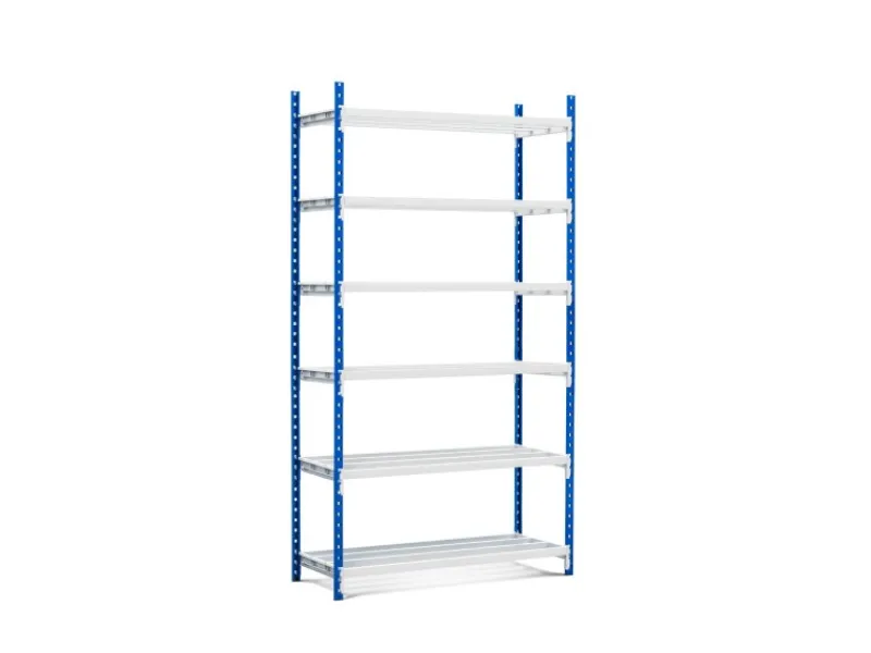 Fachbodenregal Maximus Pro HxBxT200 x 125 x 100 cm 7 Ebenen Offener Fachboden Fachlast 286 kg Lichtblau-Lichtgrau*PROREGAL New