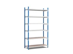 PROREGAL Sportgeräte|Fachbodenregal Maximus Pro HxBxT 260 x 100 x 60 cm 6 Ebenen Spanplatten-Fachboden Fachlast 286 kg Lichtblau-Lichtgrau