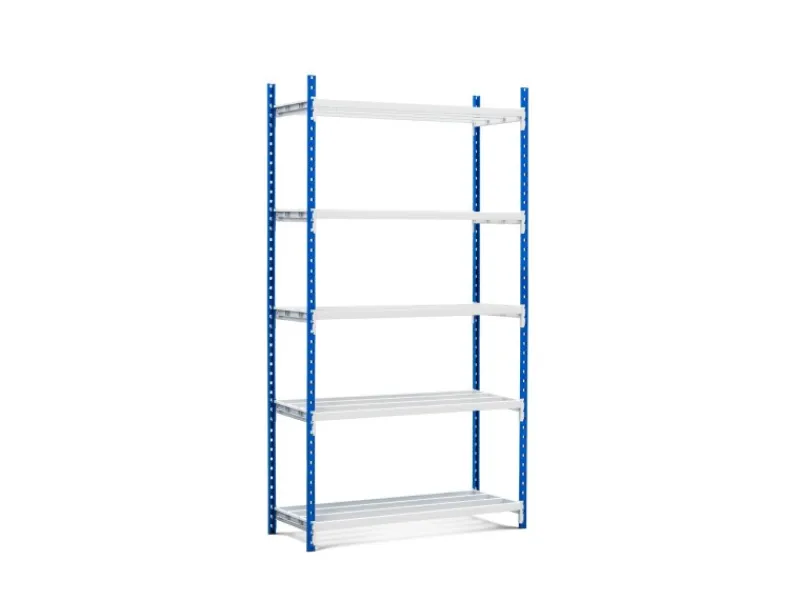 Fachbodenregal Maximus Pro HxBxT 260 x 100 x 60 cm 5 Ebenen Offener Fachboden Fachlast 286 kg Lichtblau-Lichtgrau*PROREGAL Outlet