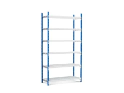 PROREGAL Sportgeräte|Fachbodenregal Maximus Pro HxBxT 240 x 150 x 60 cm 6 Ebenen Offener Fachboden Fachlast 236 kg Lichtblau-Lichtgrau