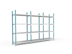 PROREGAL Sportgeräte|Fachbodenregal Maximus Pro HxBxT200 x 100 x 30 cm 4 Ebenen PVC-Fachboden Fachlast 286 kg Lichtblau-Lichtgrau