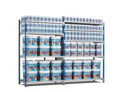 PROREGAL Sportgeräte|Fachbodenregal Maximus HxBxT 220 x 100 x 40 cm 4 Ebenen Spanplatten-Fachboden Fachlast 136 kg Lichtblau-Lichtgrau