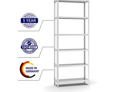 Fachbodenregal Schraubsystem Medium-Duty Grundregal HxBxT 250 x 100 x 30 cm 6 Ebenen Fachlast 200 kg Beidseitig Nutzbar*PROREGAL Sale