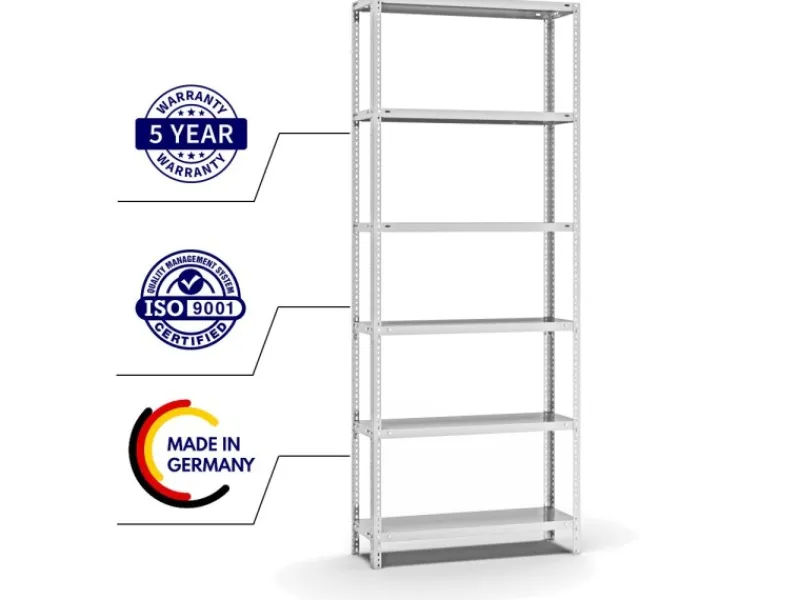 Fachbodenregal Schraubsystem Medium-Duty Grundregal HxBxT 250 x 100 x 30 cm 6 Ebenen Fachlast 200 kg Beidseitig Nutzbar*PROREGAL Sale